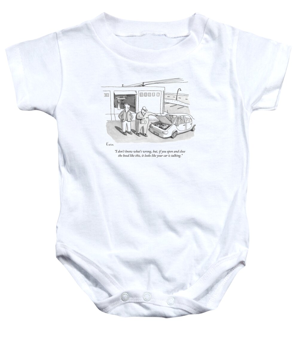 Mechanic Baby Onesie featuring the drawing I Don't Know What's Wrong by Zachary Kanin