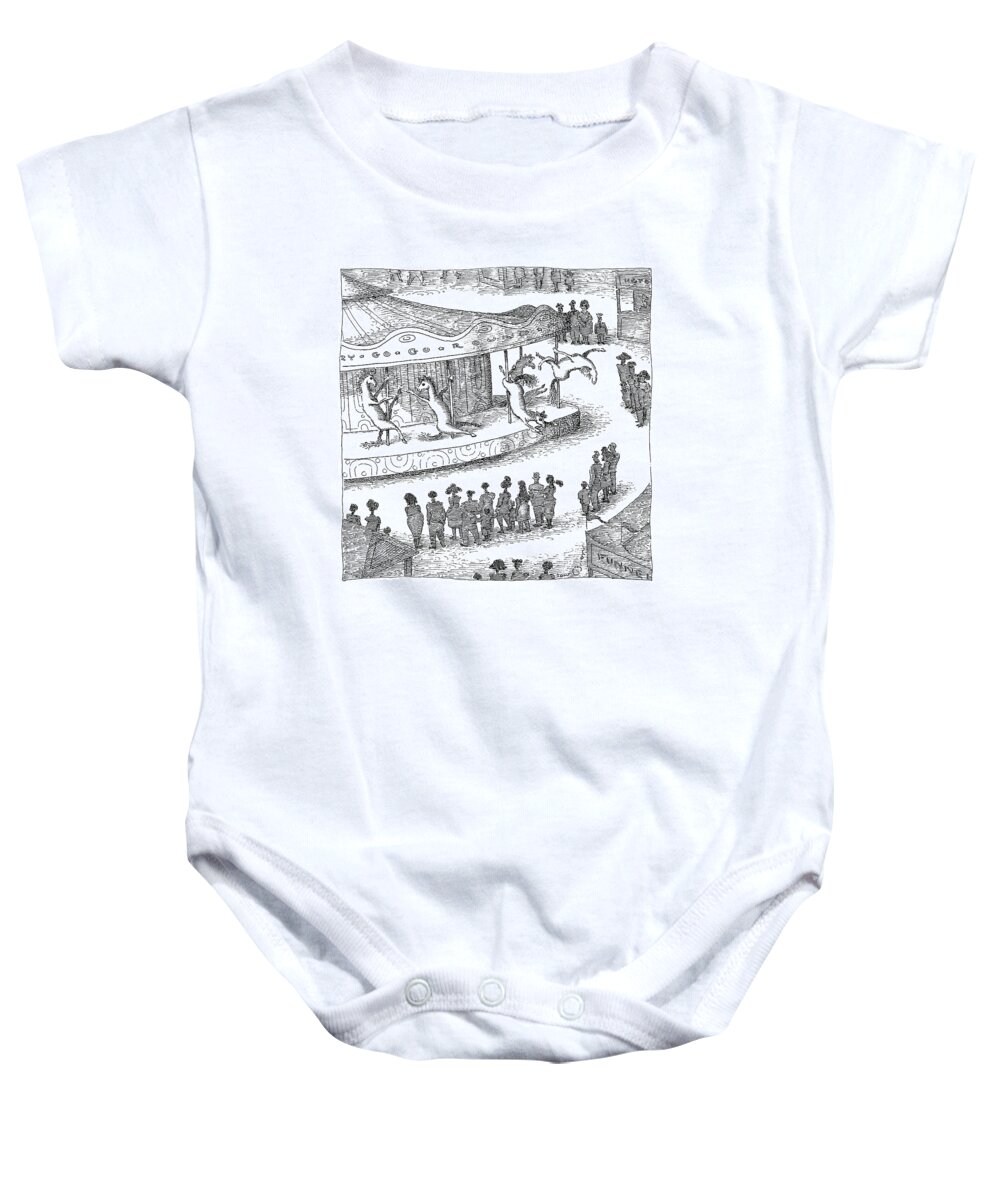 Captionless. Merry-go-round Baby Onesie featuring the drawing New Yorker June 1st, 2009 by John O'Brien