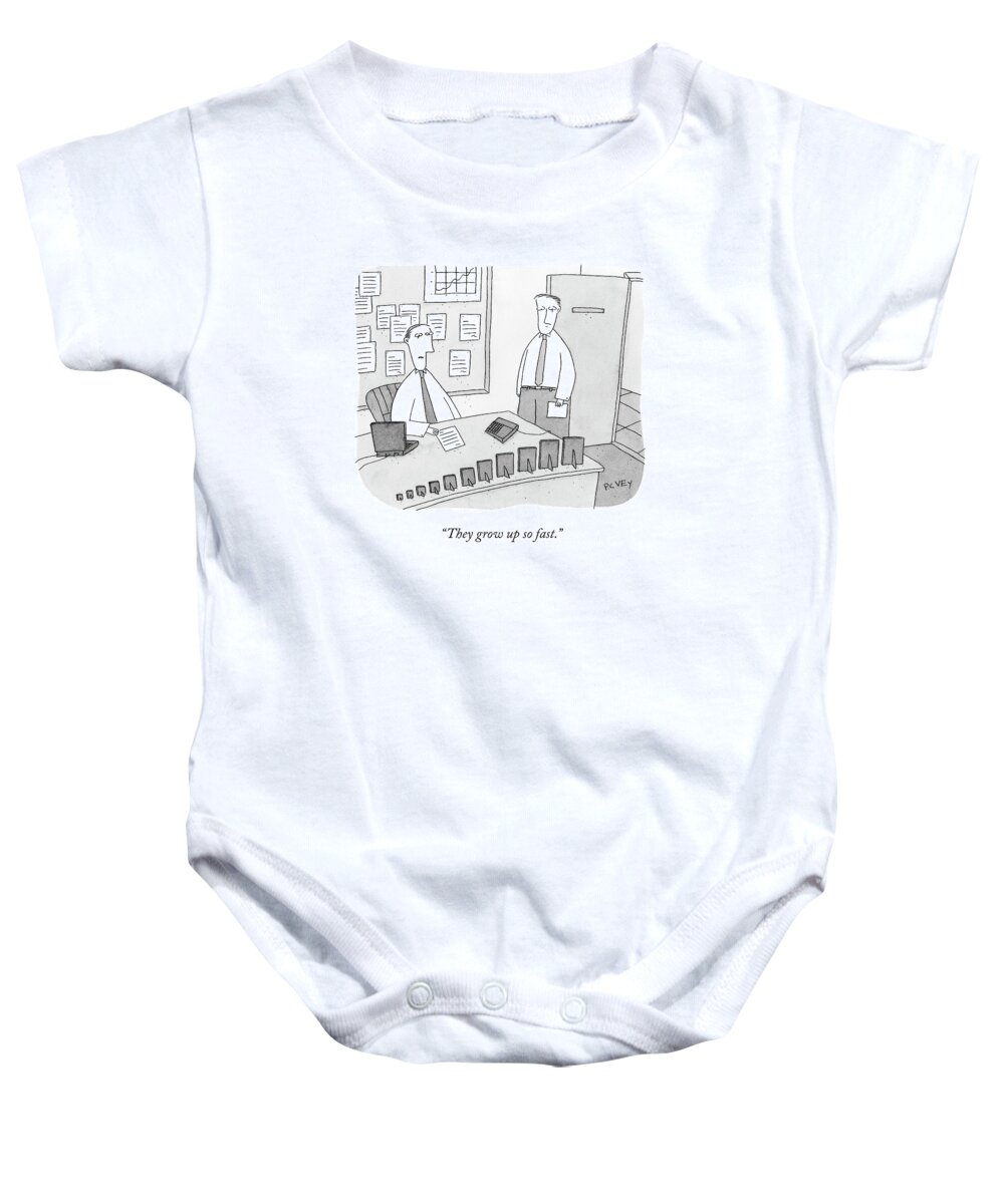 Offices Baby Onesie featuring the drawing They Grow Up So Fast by Peter C. Vey