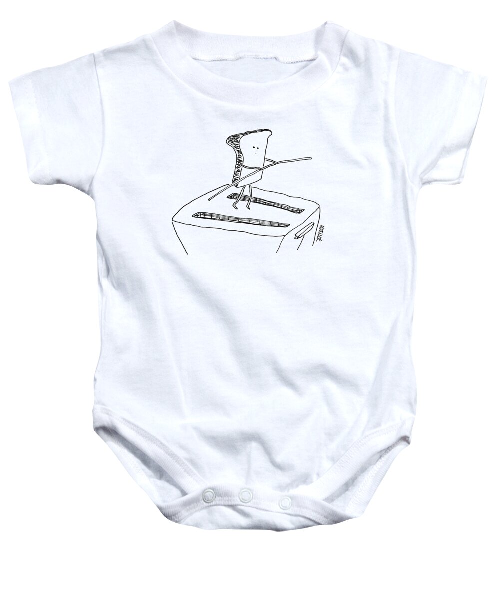 Toast Baby Onesie featuring the drawing New Yorker November 24th, 2008 by Peter Mueller