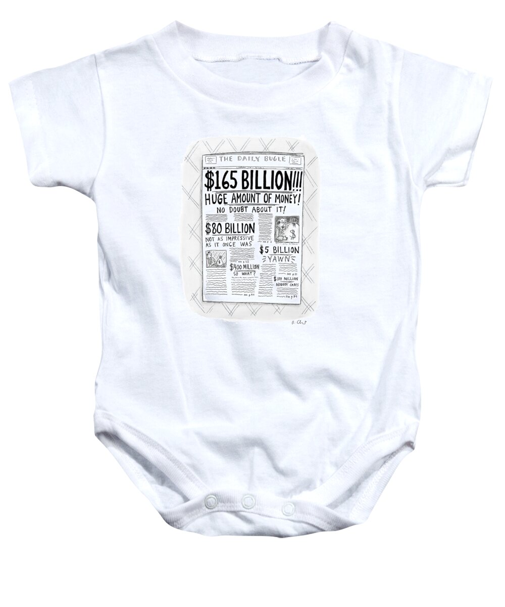 Newspapers Baby Onesie featuring the drawing New Yorker April 24th, 2000 by Roz Chast