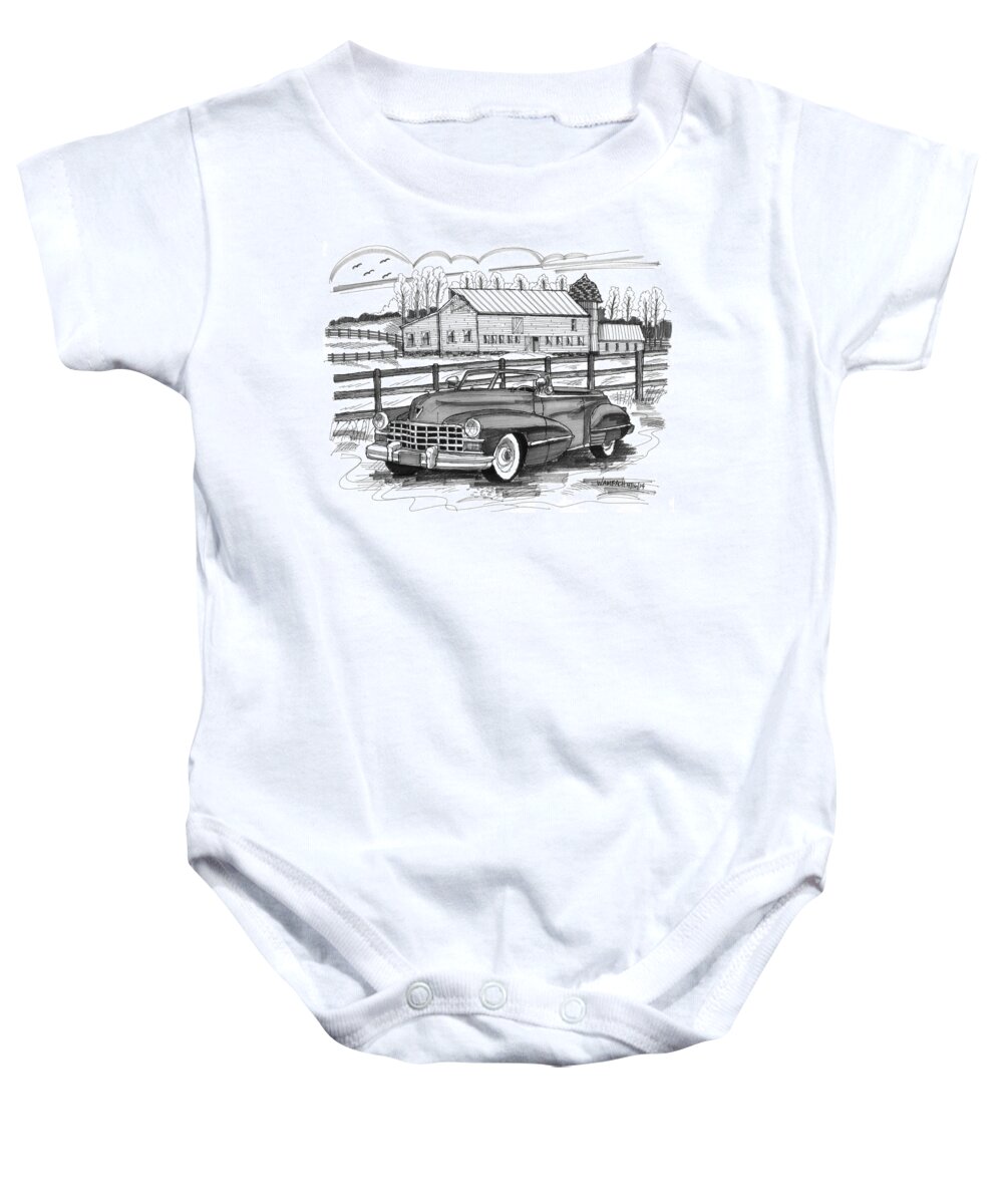 1947 Cadillac Model 52 Baby Onesie featuring the drawing 1947 Cadillac Model 52 by Richard Wambach