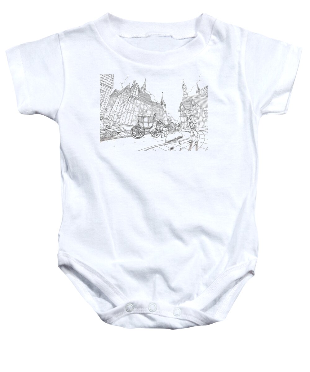 The Wurtherington Diary Baby Onesie featuring the painting The Bavarian Village #3 by Reynold Jay
