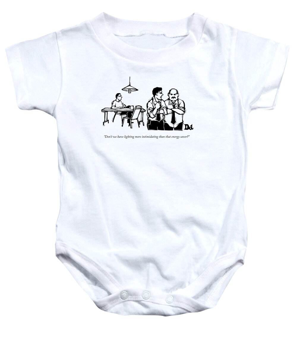 Police Baby Onesie featuring the drawing Don't We Have Lighting More Intimidating Than by Drew Dernavich