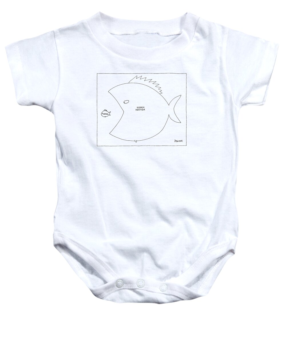 Fish Baby Onesie featuring the drawing New Yorker April 30th, 2007 by Jack Ziegler