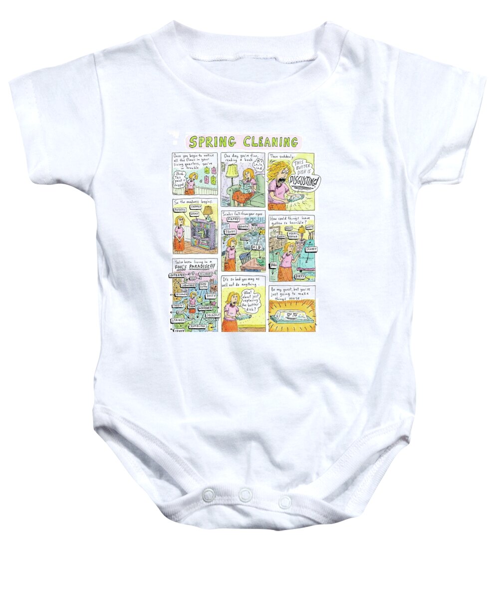 Spring Cleaning Baby Onesie featuring the drawing Spring Cleaning by Roz Chast