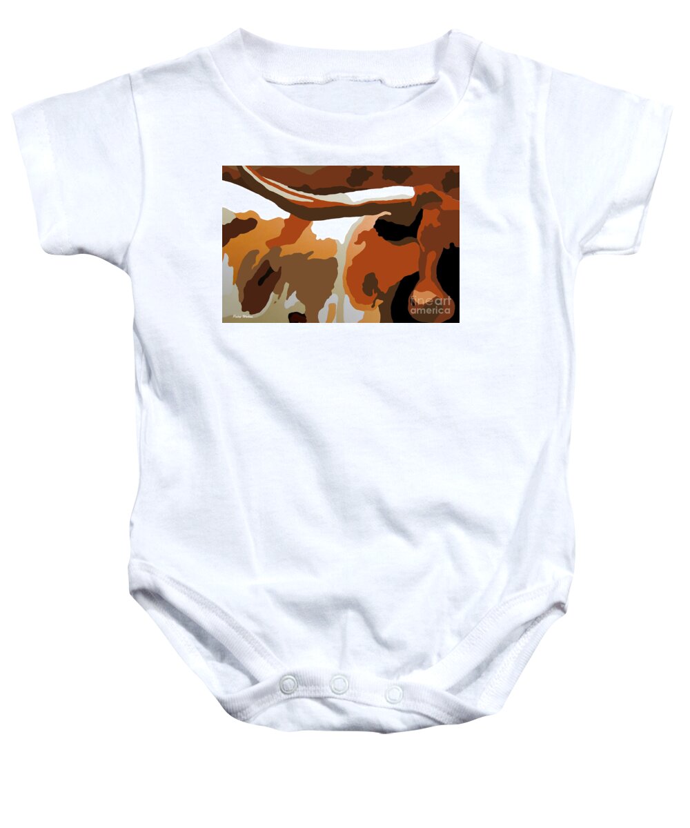 Abstract Longhorns Baby Onesie featuring the painting Bad Dude by Patsy Walton
