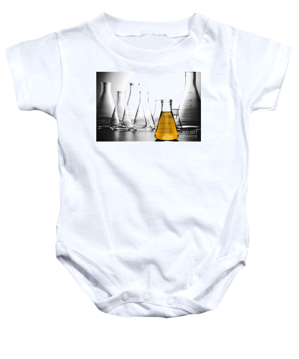 Chemical Baby Onesie featuring the photograph Laboratory Equipment in Science Research Lab by Science Research Lab By Olivier Le Queinec