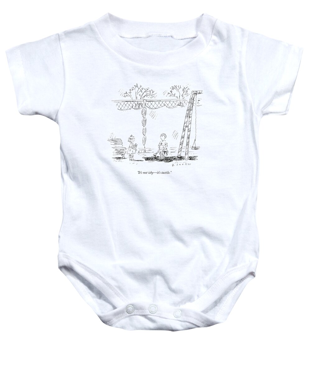 Childhood Baby Onesie featuring the drawing It's Not Icky - It's Tactile by Barbara Smaller