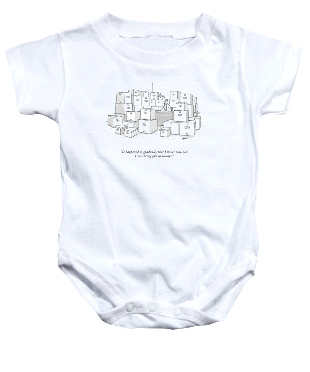 Offices Baby Onesie featuring the drawing It Happened So Gradually That I Never Realized by Tom Cheney