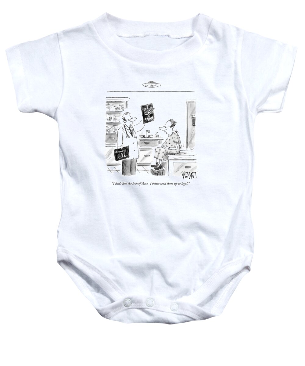 Doctor Baby Onesie featuring the drawing I Don't Like The Look Of These. I Better Send by Christopher Weyant