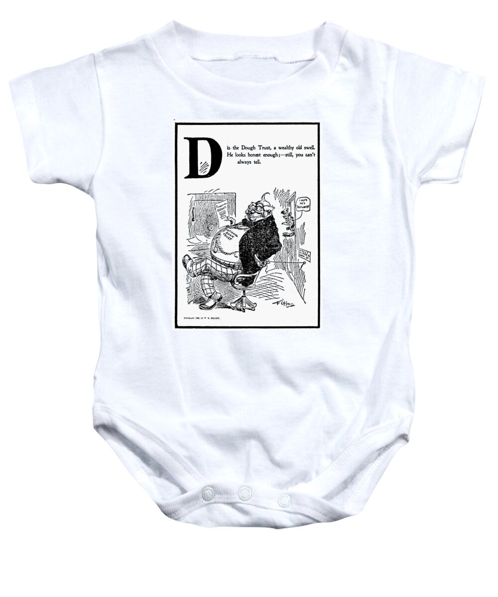 1902 Baby Onesie featuring the painting Anti-trust Cartoon, 1902 #4 by Granger