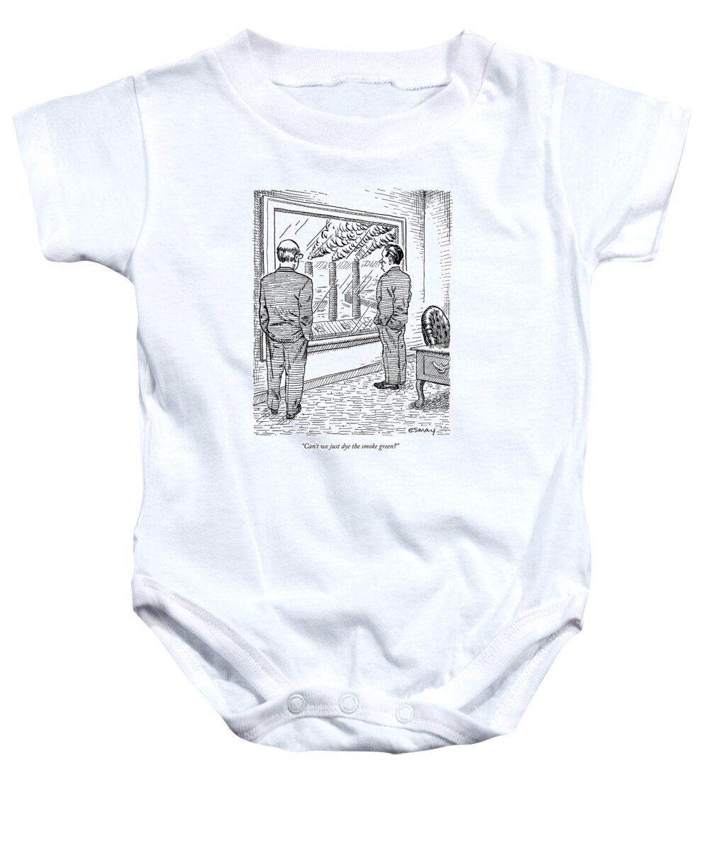 Ecology Baby Onesie featuring the drawing Can't We Just Dye The Smoke Green? by Rob Esmay