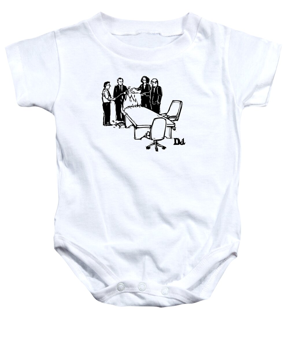 Captionless Baby Onesie featuring the drawing New Yorker July 28th, 2008 by Drew Dernavich