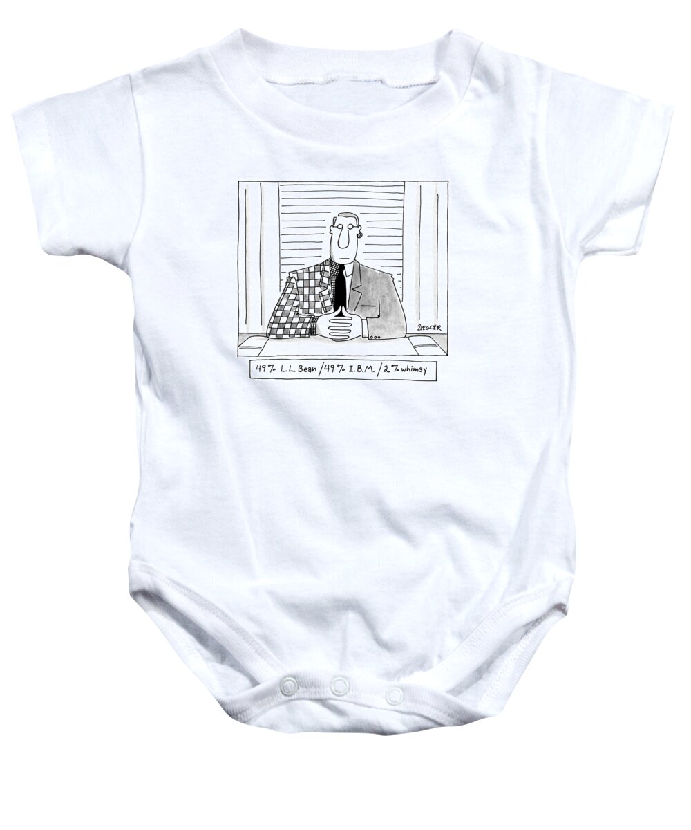 Fashion Baby Onesie featuring the drawing 49% L.l. Bean/49% I.b.m./ 2% Whimsy by Jack Ziegler