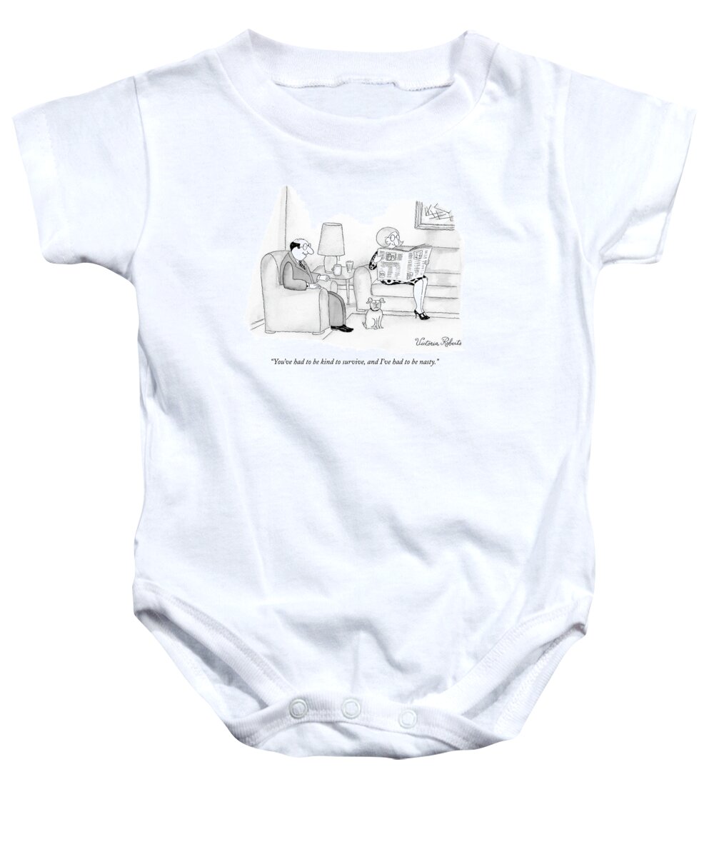 Relationships Problems Marriage Word Play

(couple Talking In Their Living Room. ) 121351 Vro Victoria Roberts Baby Onesie featuring the drawing You've Had To Be Kind To Survive by Victoria Roberts