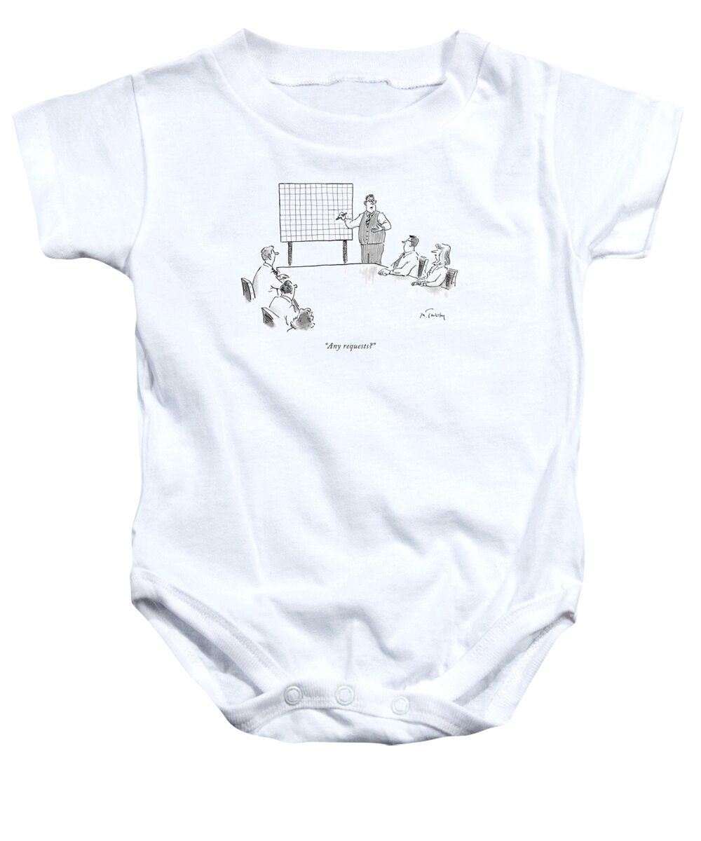 Business Baby Onesie featuring the drawing Any Requests? by Mike Twohy