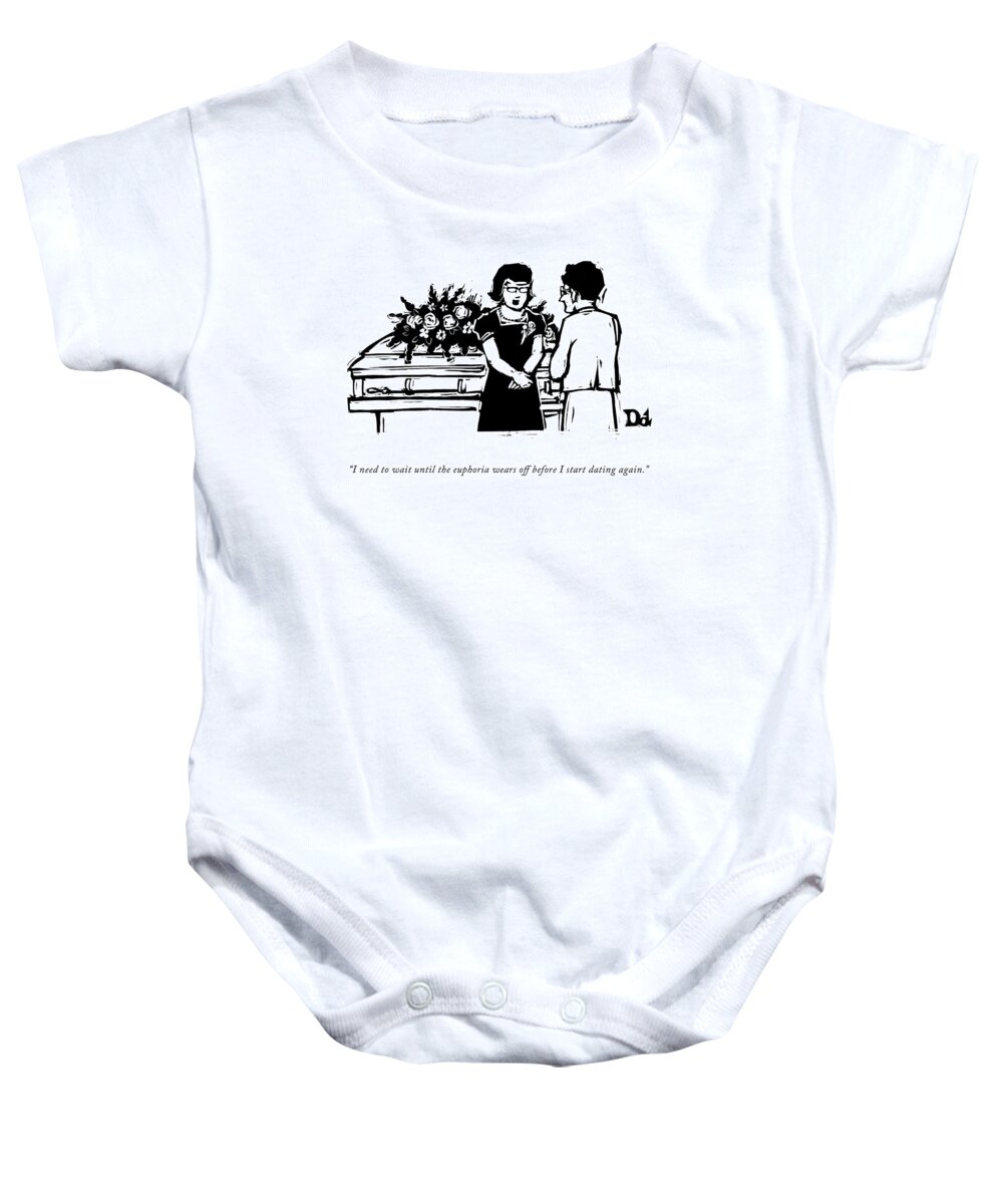 Death Baby Onesie featuring the drawing I Need To Wait Until The Euphoria Wears by Drew Dernavich