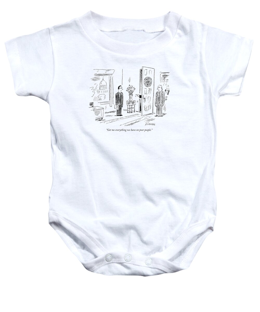 Incompetents Problems Nature Katrina Rich Poor Government Fema

(president Talking Advisors About Hurricane Victims.) 121394 Dsi David Sipress Baby Onesie featuring the drawing Get Me Everything We Have On Poor People by David Sipress