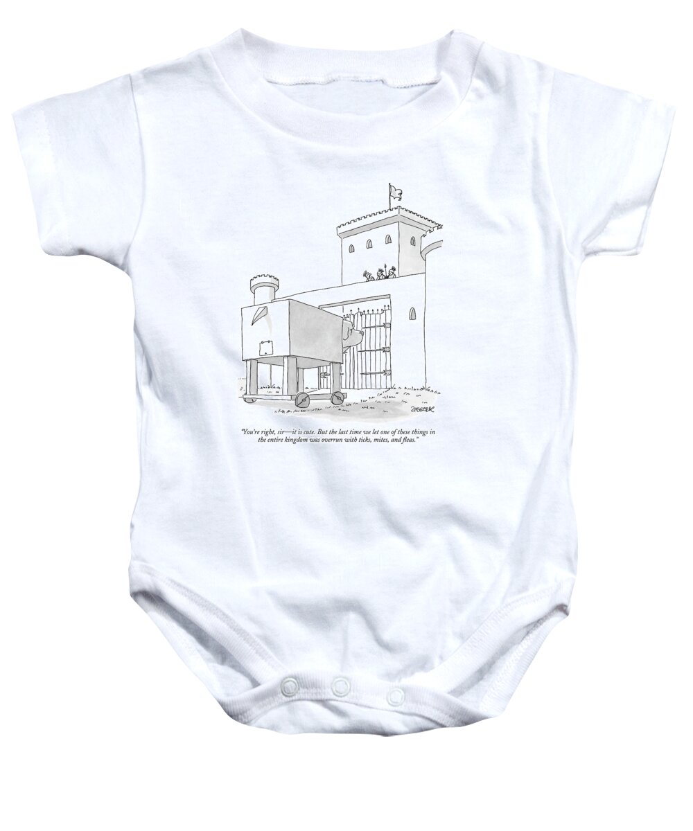 Ancient History Troy Trojan Horse Helen Of

(castle Guards Talking About A 'trojan Dog' Outside Casle Walls.) 121898 Jzi Jack Ziegler Baby Onesie featuring the drawing You're Right by Jack Ziegler