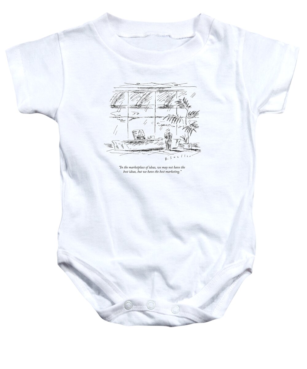 Branding Baby Onesie featuring the drawing In The Marketplace Of Ideas by Barbara Smaller
