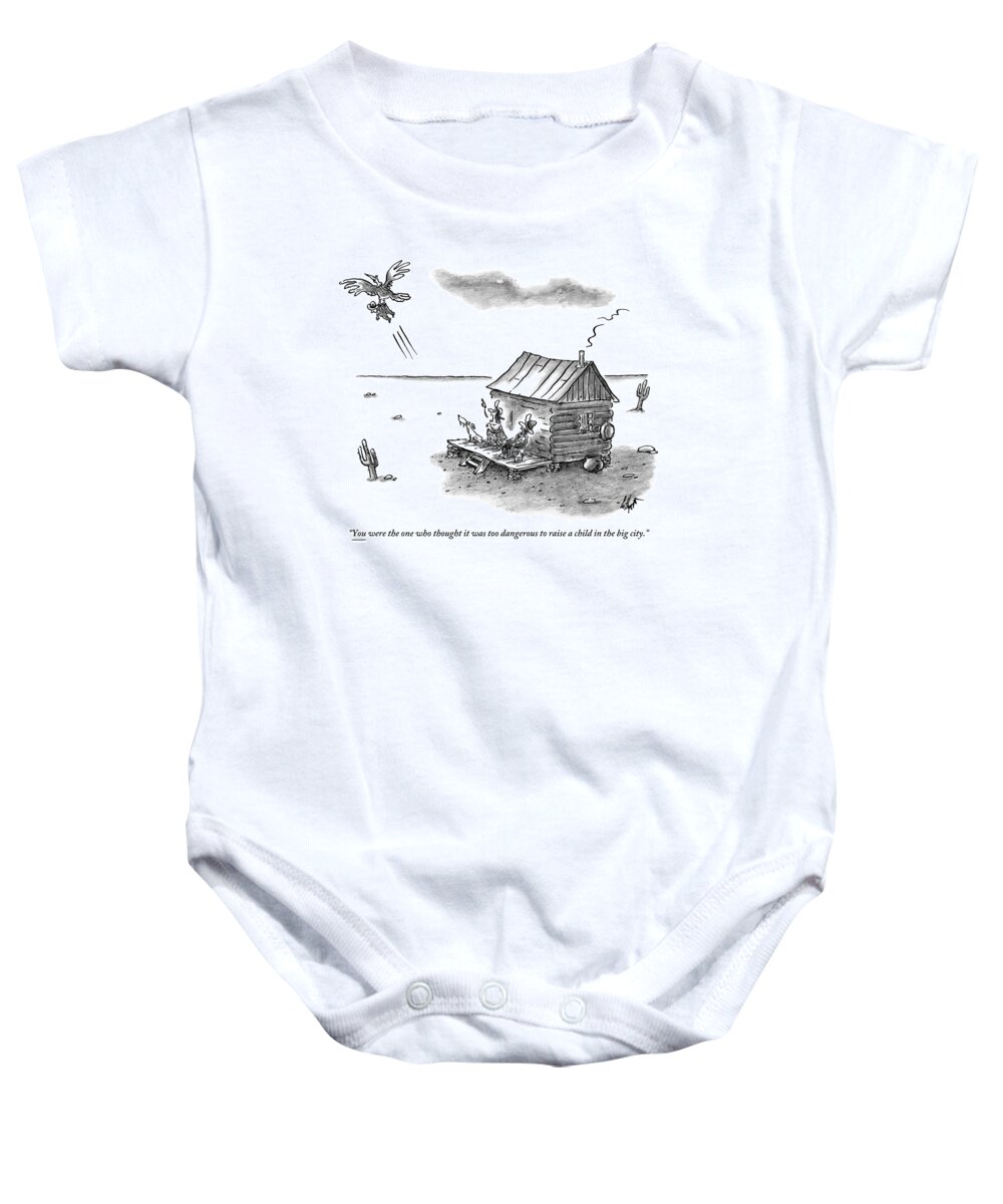 Front Porch Baby Onesie featuring the drawing A Back Country Couple Sit On Their Porch by Frank Cotham