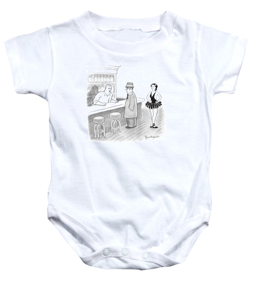 Ballet Baby Onesie featuring the drawing A Bartender Talks To A Member Of The Mafia by David Borchart