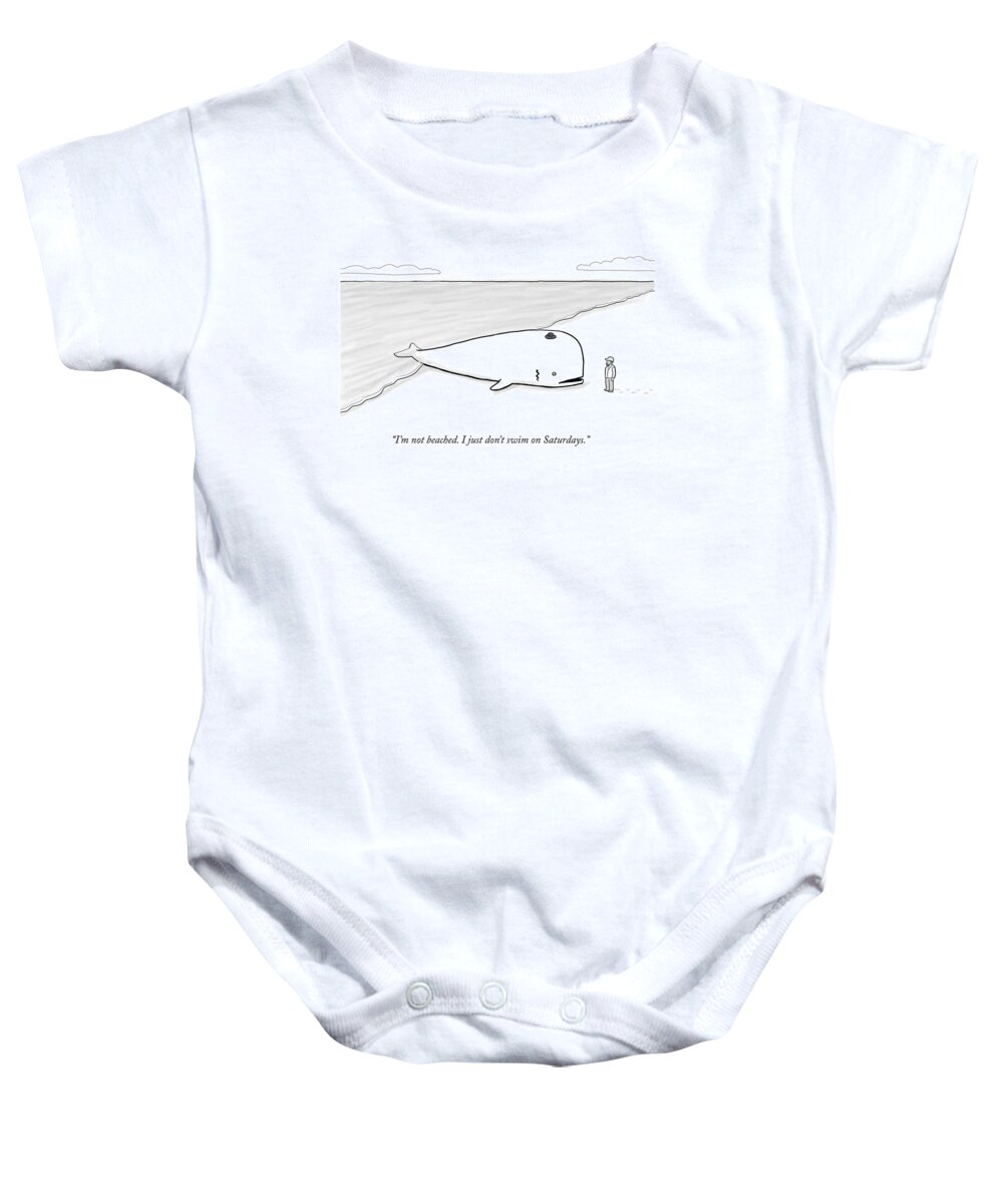 Sabbath Baby Onesie featuring the drawing A Beached Whale Wears A Hasidic Rabbi Hat by Paul Noth
