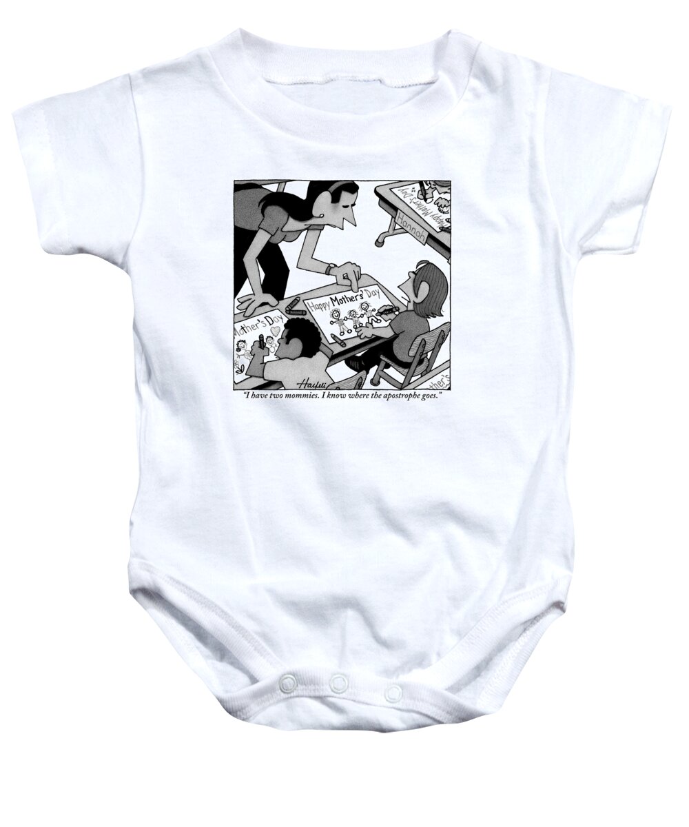 Lesbians Baby Onesie featuring the drawing The Apostrophe by William Haefeli