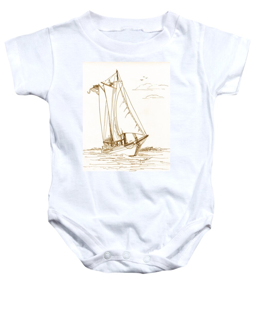 Aj Meerwald Baby Onesie featuring the drawing A Day On The Bay by Nancy Patterson