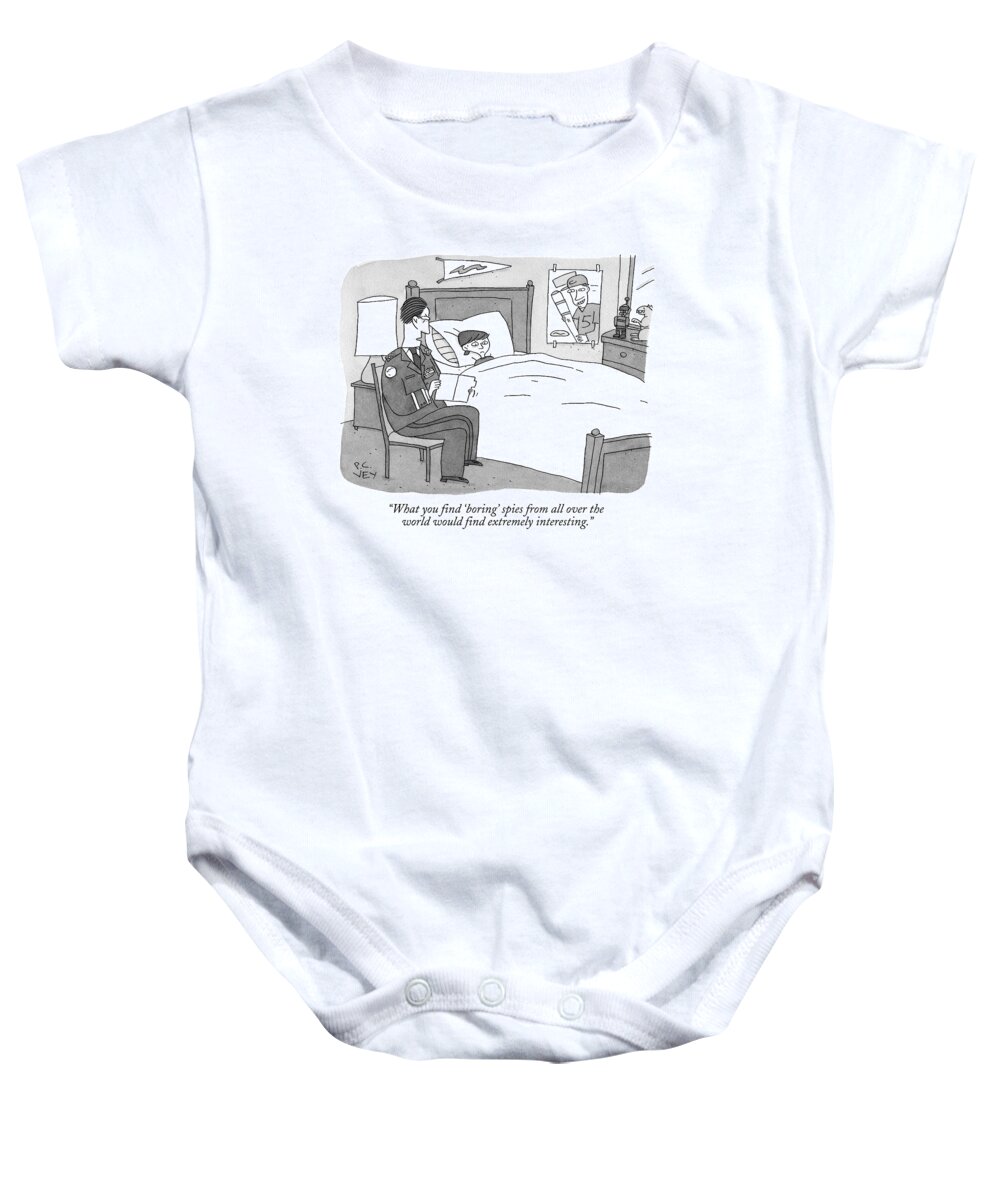 Pentagon Baby Onesie featuring the drawing A Decorated Military Officer Reads His Son by Peter C. Vey