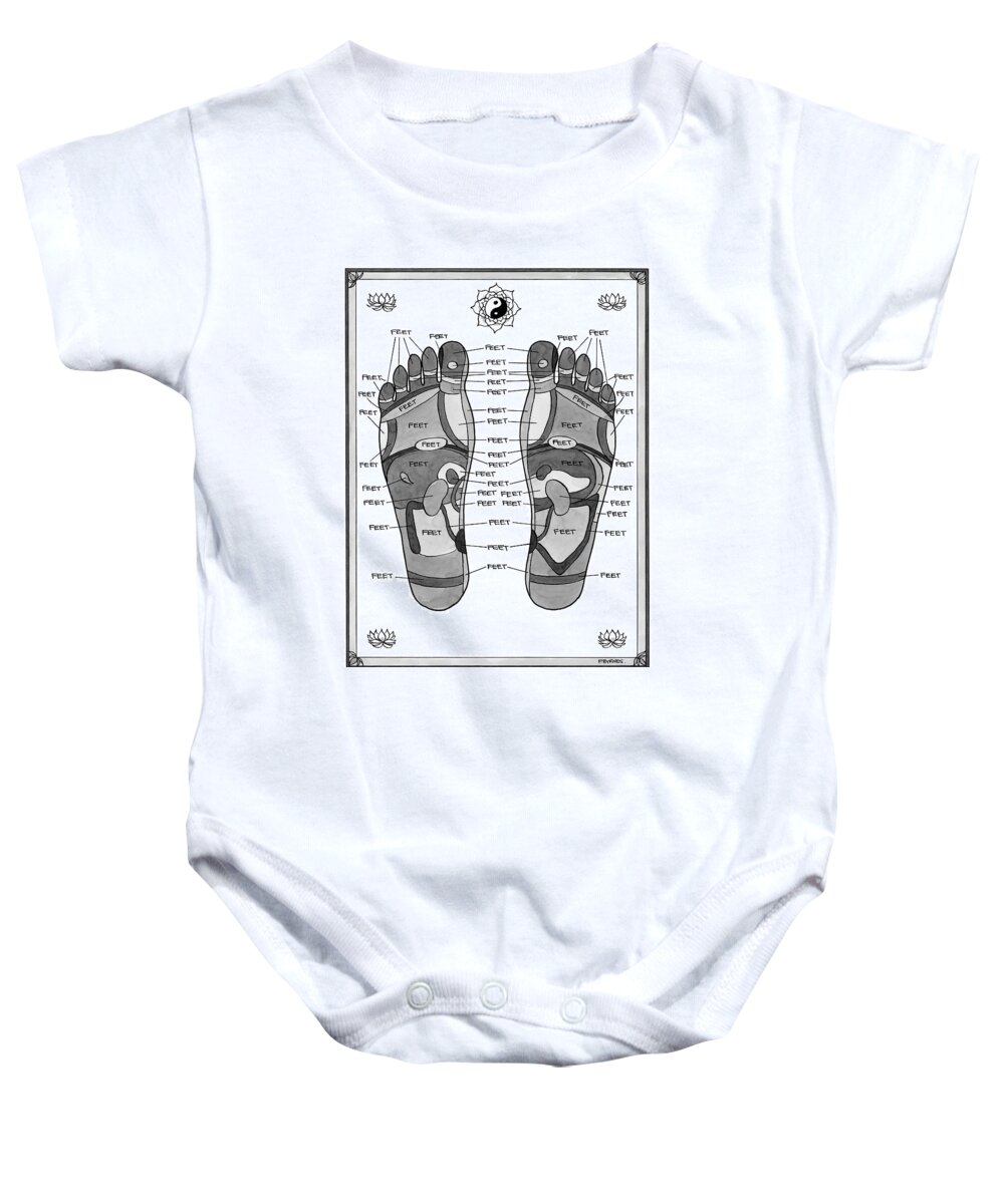 Captionless Baby Onesie featuring the drawing A Diagram Of Parts Of The Foot by Pat Byrnes