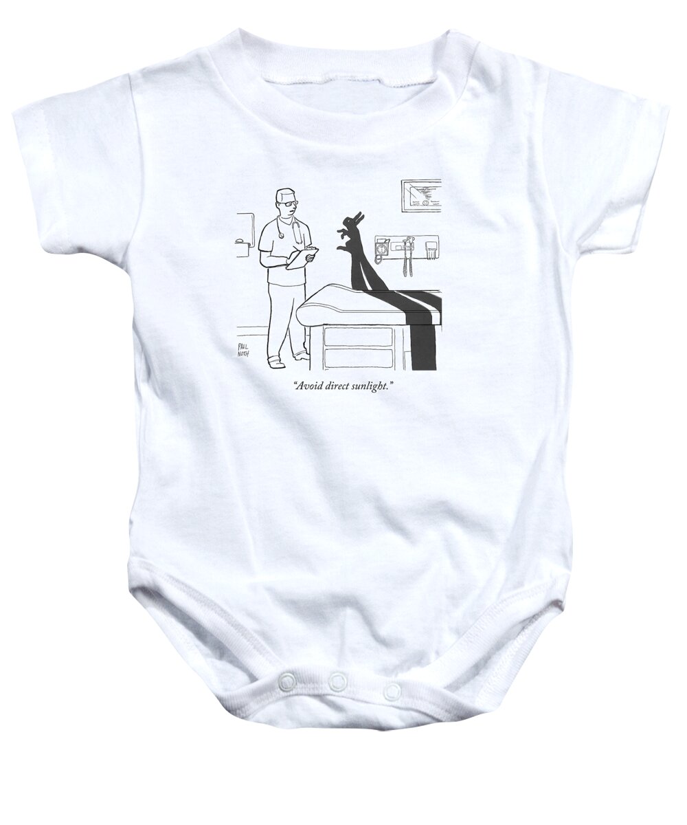 Medical Baby Onesie featuring the drawing A Doctor Consults A Shadow Puppet Of A Rabbit by Paul Noth
