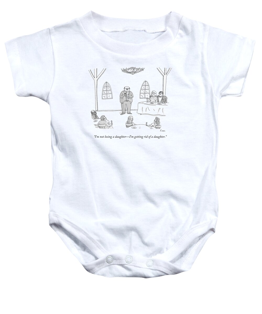 Wedding Baby Onesie featuring the drawing A Father Gives A Toast At His Daughter's Wedding by Zachary Kanin