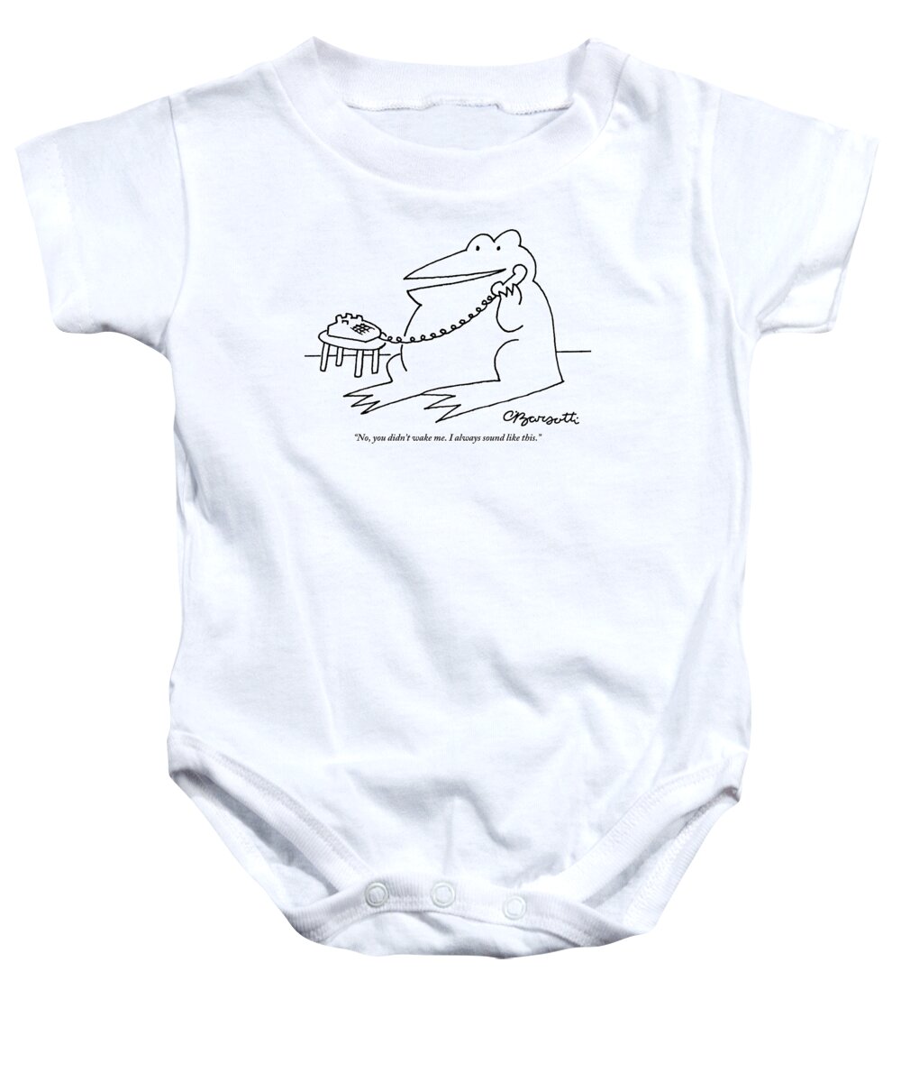Frogs Baby Onesie featuring the drawing A Frog Answers The Telephone by Charles Barsotti