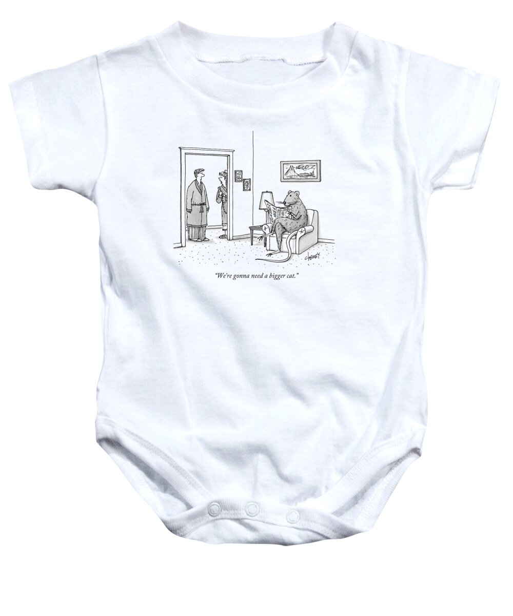 Cctk Baby Onesie featuring the drawing A Human-sized Rat Is Sitting In An Armchair by Tom Cheney