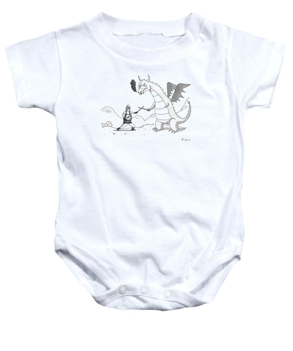 Cctk Baby Onesie featuring the drawing A Knight And A Dragon by Zachary Kanin