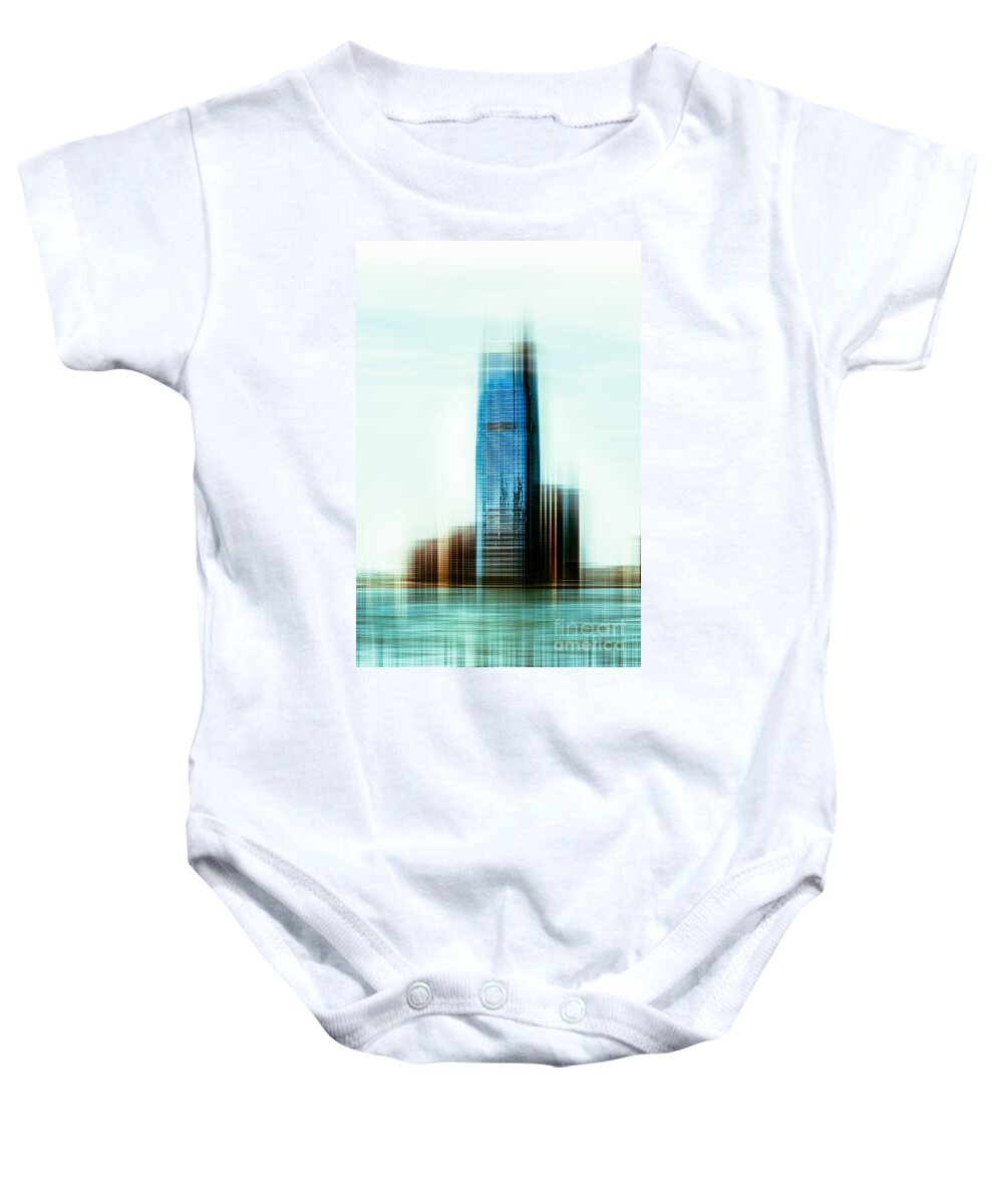 Nyc Baby Onesie featuring the photograph A look to New Jersey II - steel by Hannes Cmarits