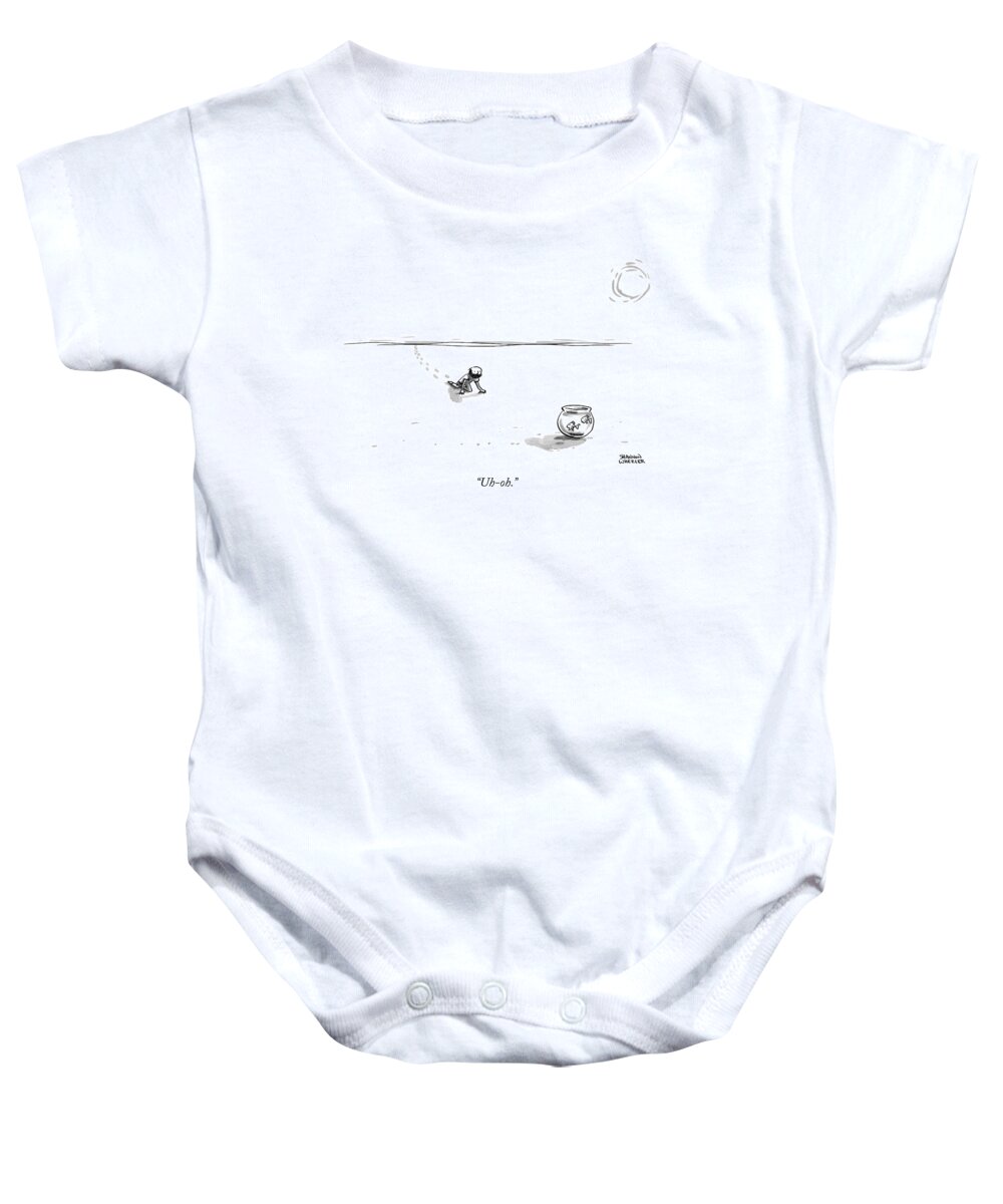 Desert Baby Onesie featuring the drawing A Man Crawling Through The Desert by Shannon Wheeler