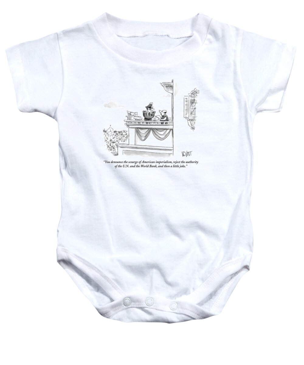 General-military Baby Onesie featuring the drawing A Military Man Is Seen Being Instructed by Christopher Weyant