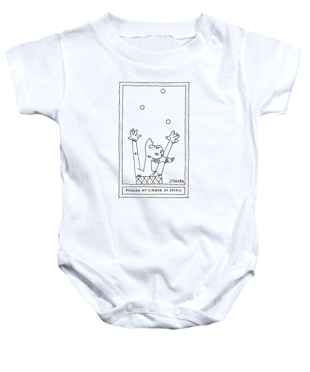 Captionless Baby Onesie featuring the drawing A Picasso Painting Parody Of A Deconstructed by Jack Ziegler