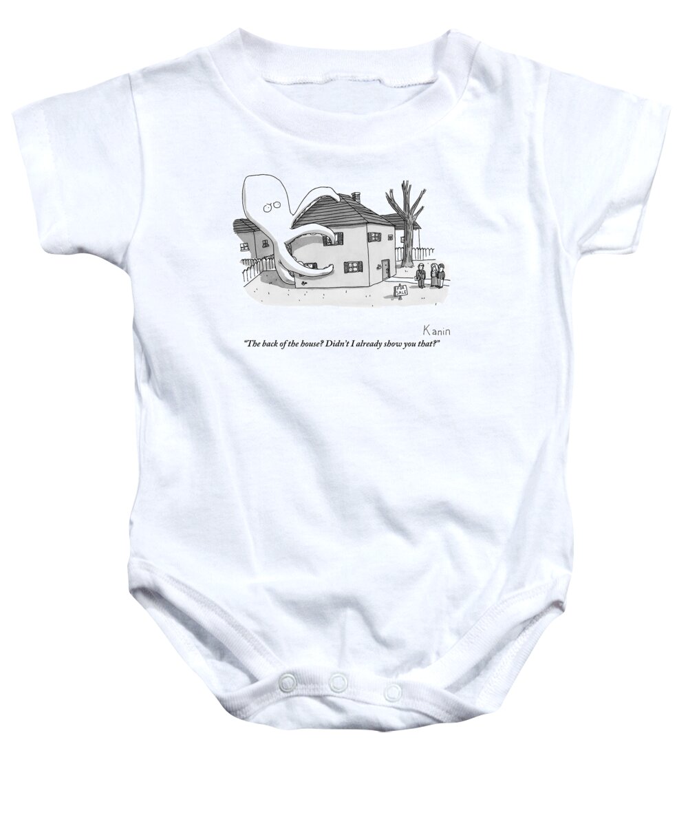 Real Estate Baby Onesie featuring the drawing A Real Estate Agent Tries To Hide From Potential by Zachary Kanin