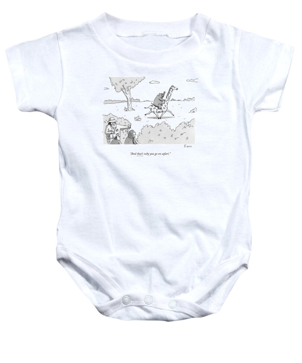 Safari Baby Onesie featuring the drawing A Safari Guide Parts The Bushes by Zachary Kanin
