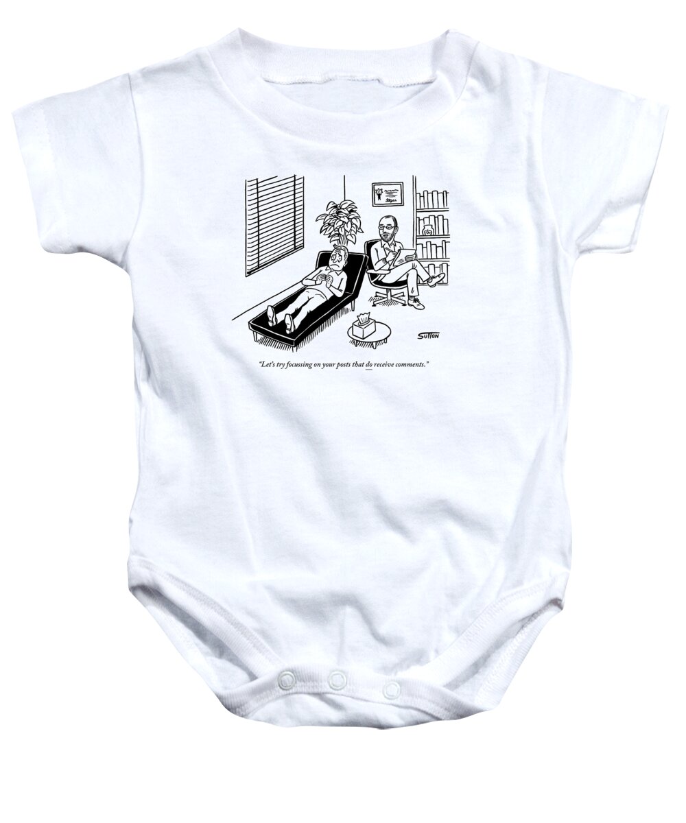 Blog Baby Onesie featuring the drawing A Shrink Consults His Patient About What Seems by Ward Sutton