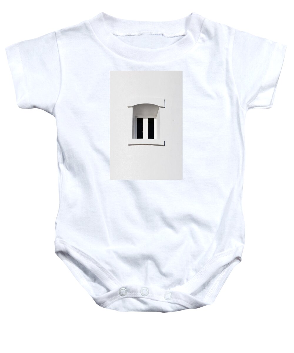 Stark Baby Onesie featuring the photograph A Window In White by Wendy Wilton