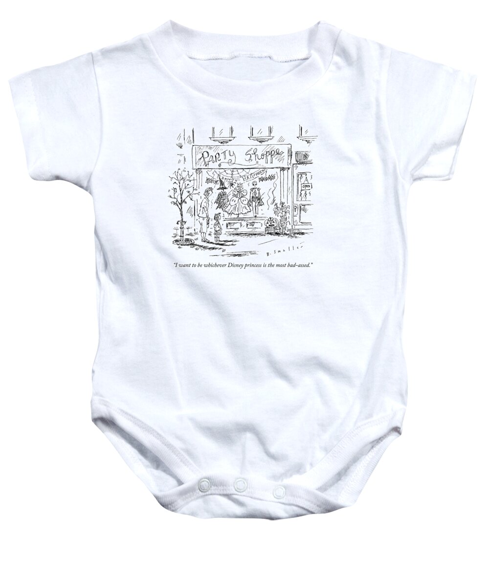 Halloween Baby Onesie featuring the drawing A Young Girl Tells Her Mother by Barbara Smaller