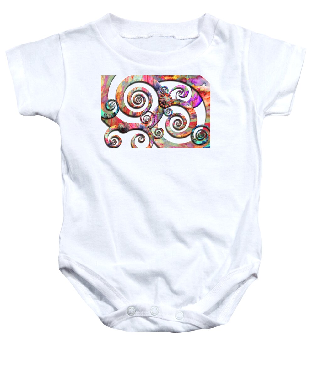 Abstract Baby Onesie featuring the digital art Abstract - Spirals - Wonderland by Mike Savad
