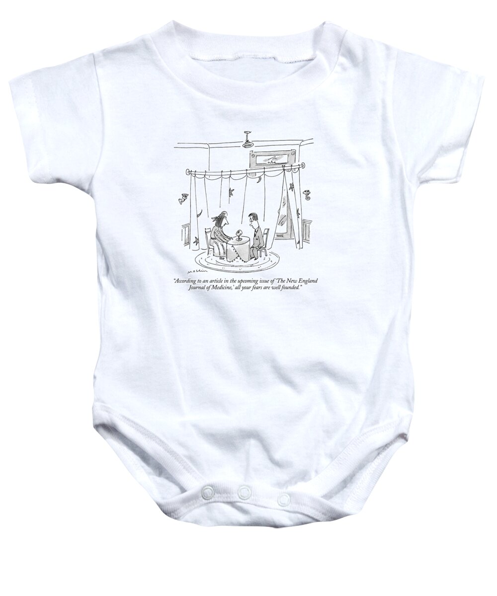 
(fortune Teller Baby Onesie featuring the drawing According To An Article In The Upcoming Issue by Michael Maslin