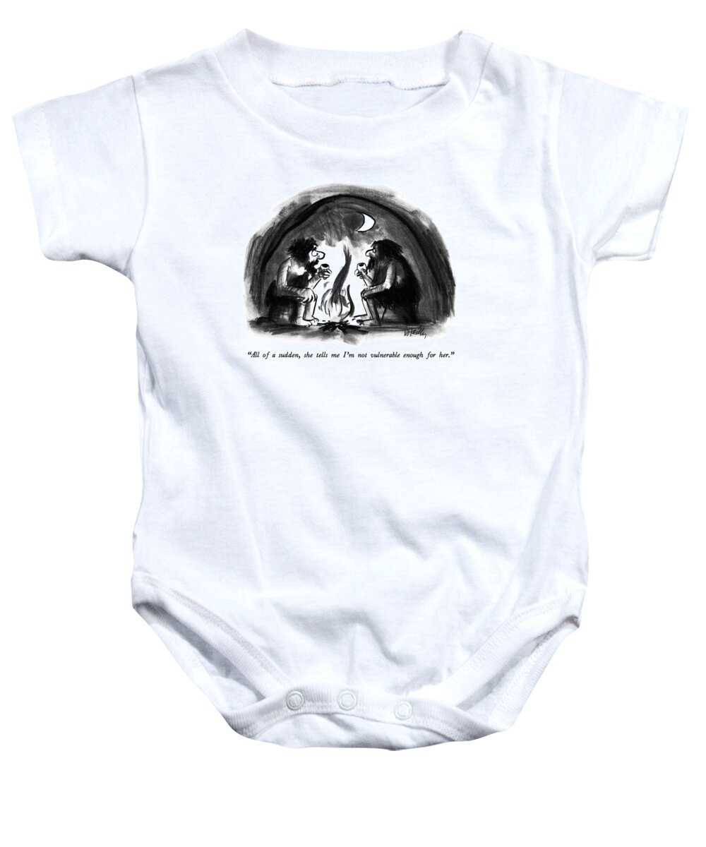Relationships Baby Onesie featuring the drawing All Of A Sudden by Donald Reilly