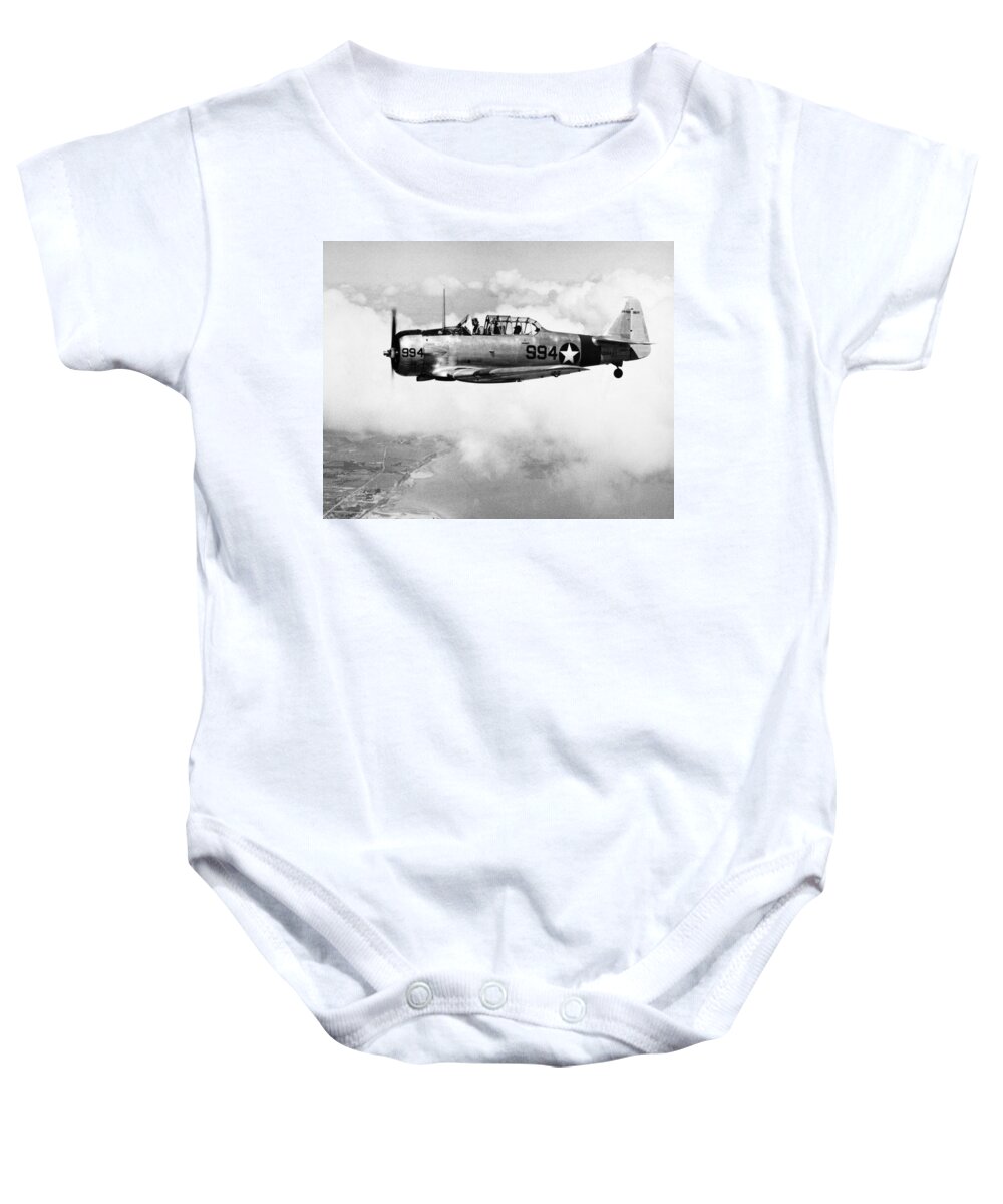 1943 Baby Onesie featuring the photograph American Training Plane by Granger